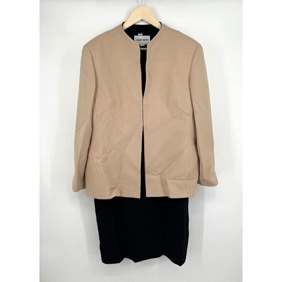 Albert Nipon Women's Size 16 Two Piece Dress Blazer Black Wool Elegant Timeless - Picture 1 of 9